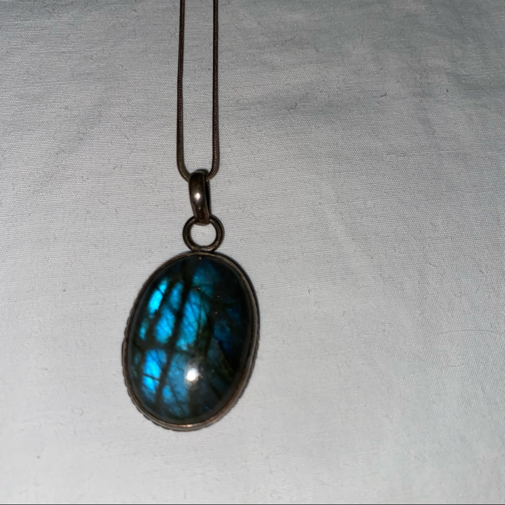 Silver and labradorite pendant